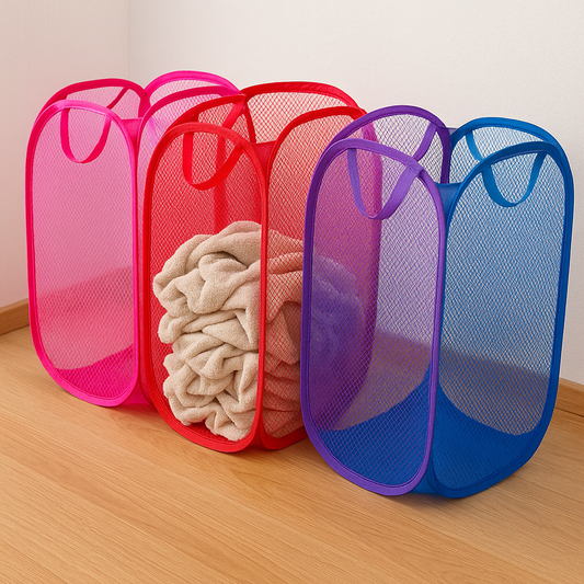 Foldable Mesh Laundry Hamper – Lightweight & Space-Saving