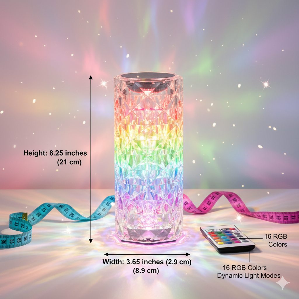 Crystal Diamond Table Lamp with 16 Color Remote & Touch Control