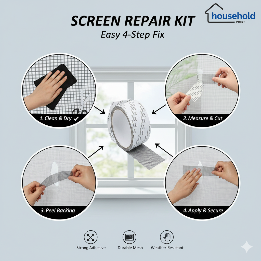 Self-Adhesive Window Screen Repair Tape – Mesh Patch for Holes & Tears