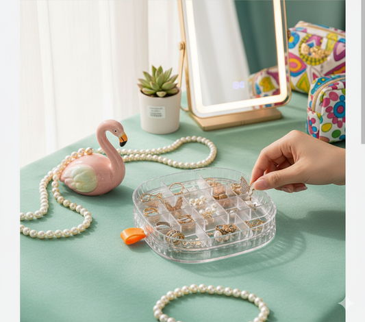Clear Acrylic Jewelry Organizer Box – Single Layer Storage Case with Compartments