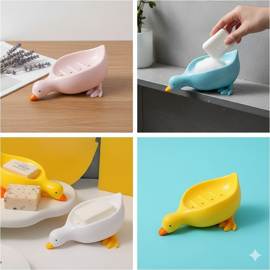 Adorable Duckie Soap Dish - Self-Draining & Non-Slip Bathroom Organizer