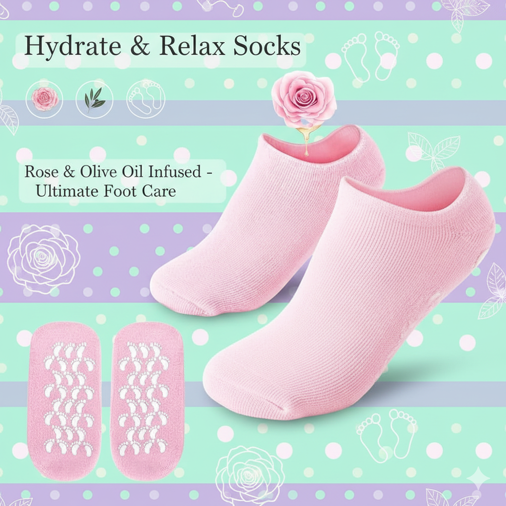 Hydrating Silicone Gel Moisturizing Socks – Spa Foot Care for Cracked Heels & Dry Feet