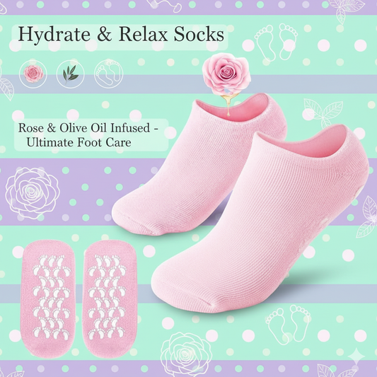 Hydrating Silicone Gel Moisturizing Socks – Spa Foot Care for Cracked Heels & Dry Feet