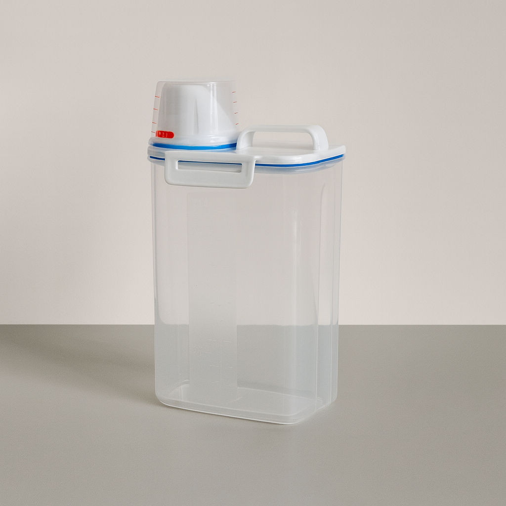 AJF 2.5L Airtight Rice & Grain Dispenser - Moisture Proof Food Storage Container with Measuring Cup Lid & Easy Pour Spout
