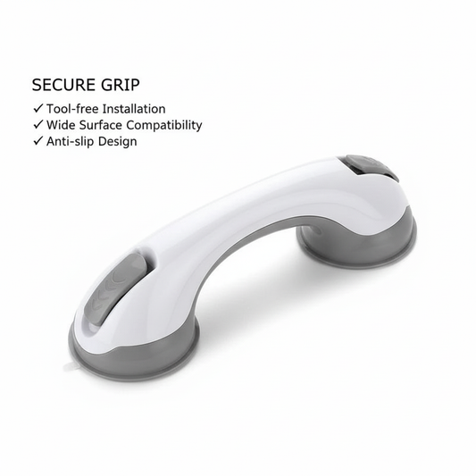 16-inch Suction Cup Grab Bar for Bathroom & Shower - Anti-Slip Safety Helping Handle for Seniors & Kids