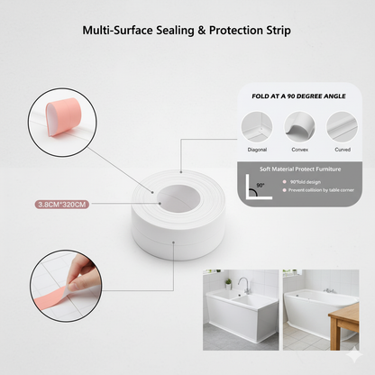 Waterproof Multi-Surface Sealing Strip for Kitchens & Bathrooms