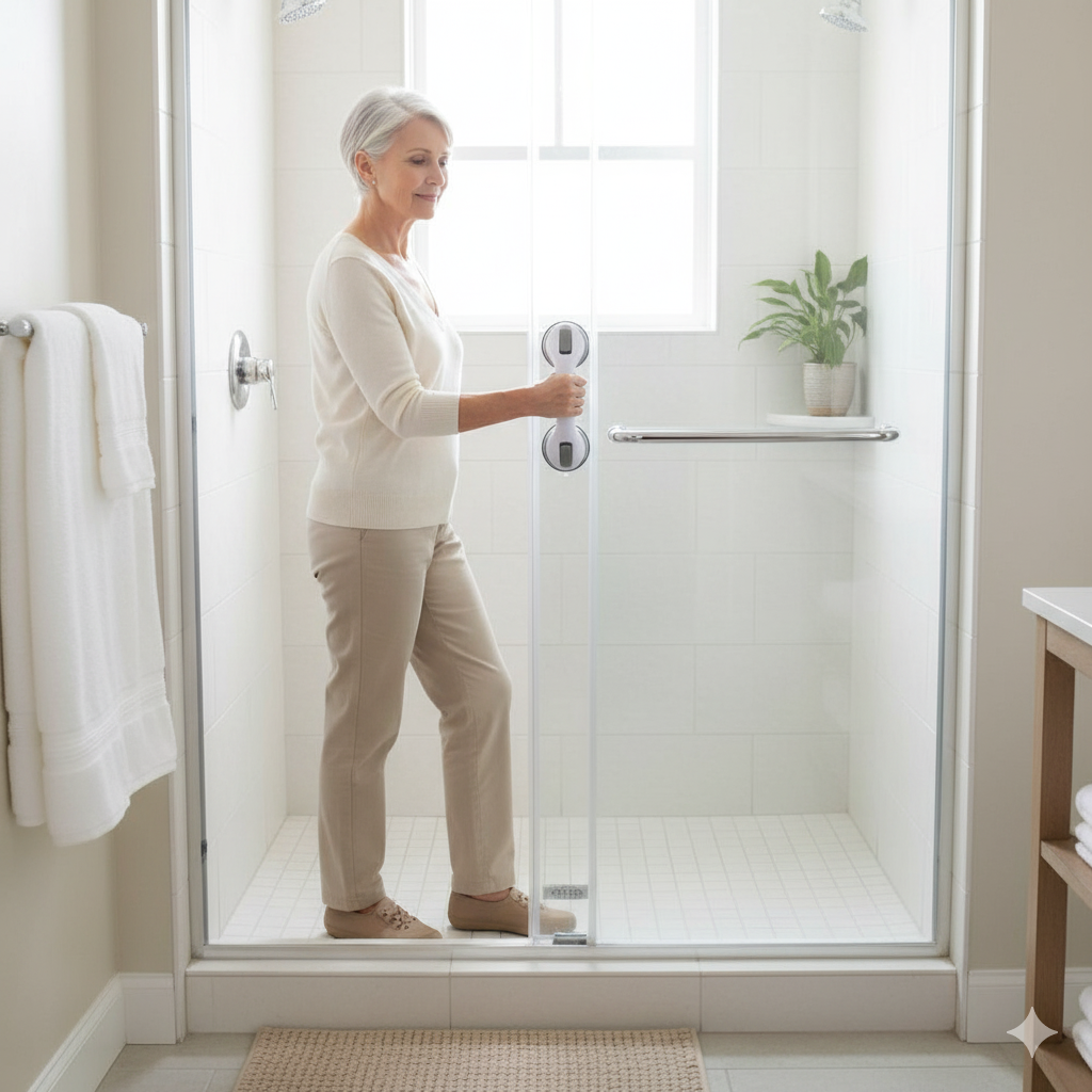 16-inch Suction Cup Grab Bar for Bathroom & Shower - Anti-Slip Safety Helping Handle for Seniors & Kids