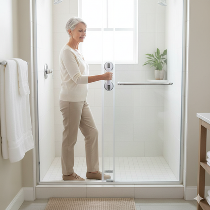 16-inch Suction Cup Grab Bar for Bathroom & Shower - Anti-Slip Safety Helping Handle for Seniors & Kids