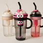 Sipper Bottle Tumbler with Straw & Ice Cream Lid – Reusable Water Cup